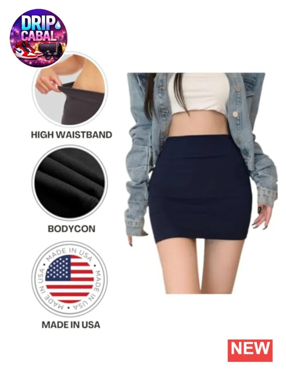 High Stretch Bodycon Pencil Skirt for Women, Nylon Spandex Blend, Work or Going